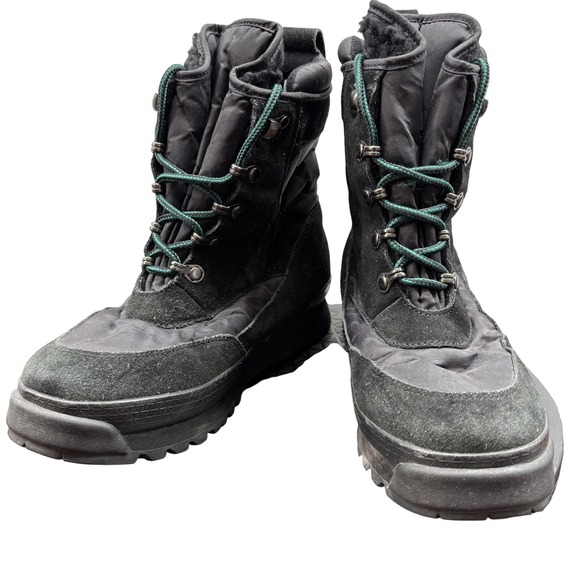 LL Bean Boots Kids Size 8M Black Thinsulate Winter Snow Suede Leather Waterproof - Picture 1 of 9